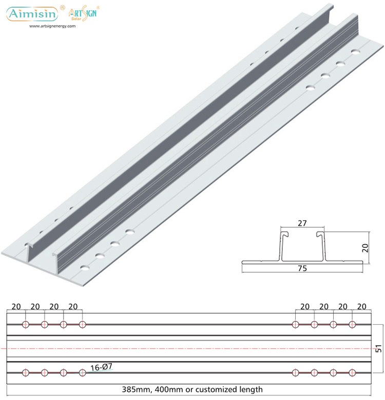 rails de montage de panneaux solaires en aluminium