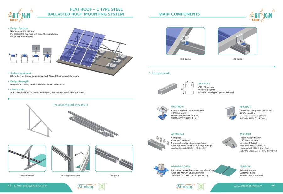 Rayonnage photovoltaïque à toit plat