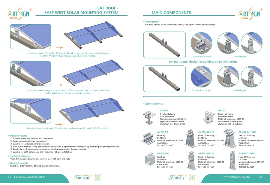 Système de rayonnage à montage solaire sur toit plat