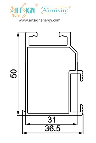 ART SIGN solar aluminium profile AS-CR-01 size