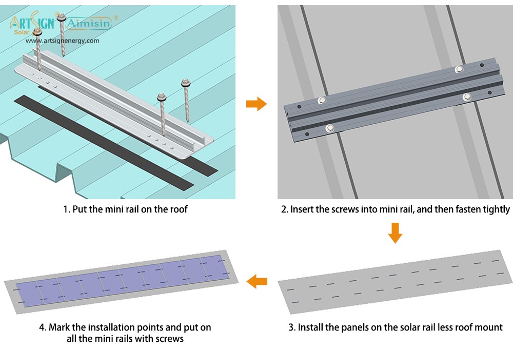 ART SIGN solar rail less mount SR-12# installtion