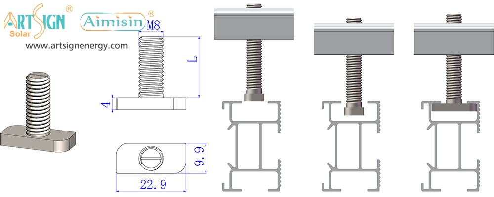 ART SIGN solar mount system rail T bolt