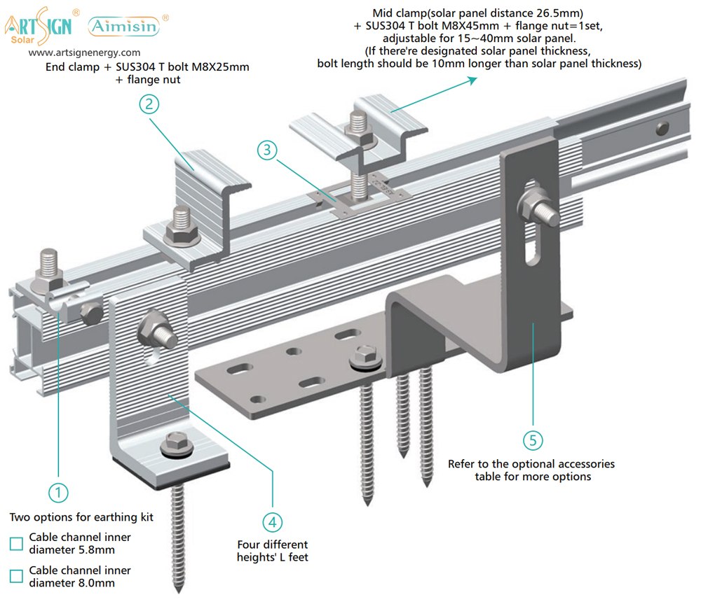 ART SIGN solar mount system rail AS-R-09B