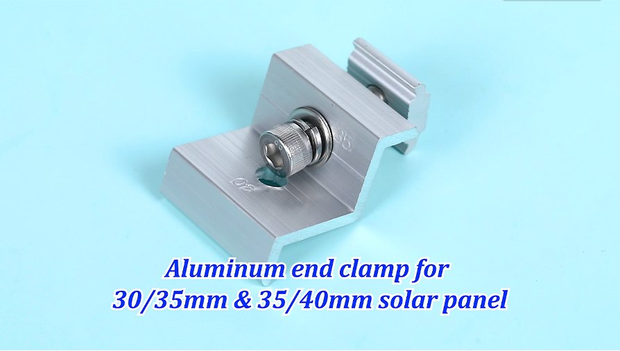 Pince d'extrémité en aluminium pour panneau solaire d'épaisseur 30/35 et 35/40 mm